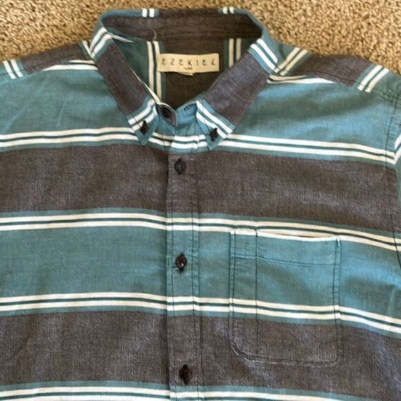 Ezekiel Stripe Button Down Short Sleeve Shirt Men’s XXL - Picture 3 of 6